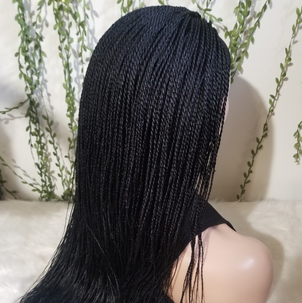 Black Micro Braided Senegalese Twists Headband Wig - Versatile Women’s Hairpiece - Picture 2 of 3